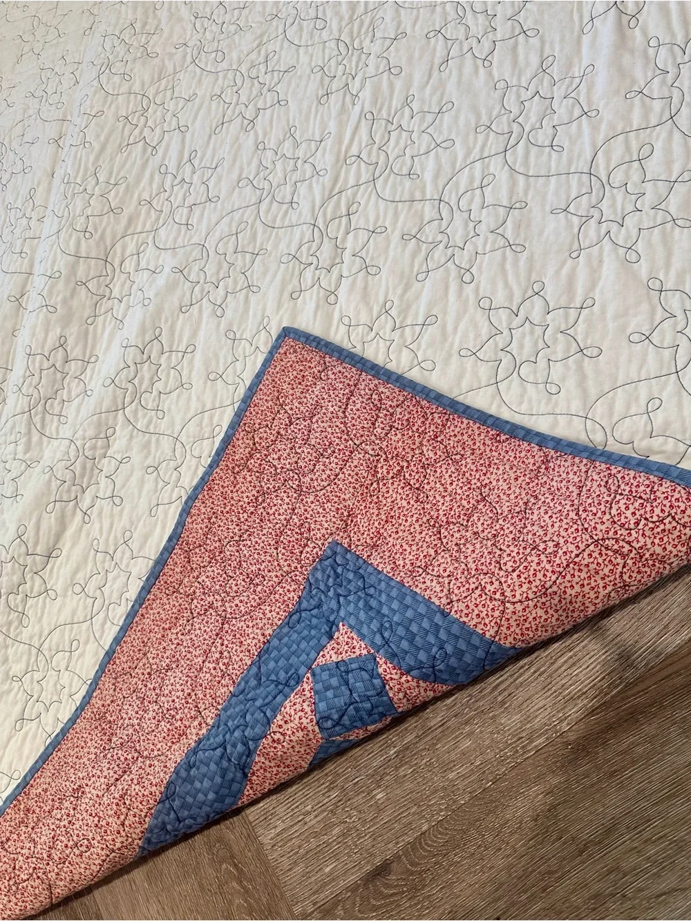 Blue and red Patchwork Quilt -handmade